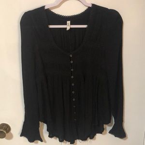Free People blue bird smocked top